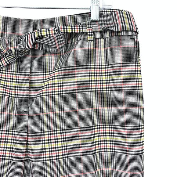 Loft Womens Size 12 Plaid Tie Waist Straight Trouser Pants Flat Front Multicolor - Picture 3 of 7
